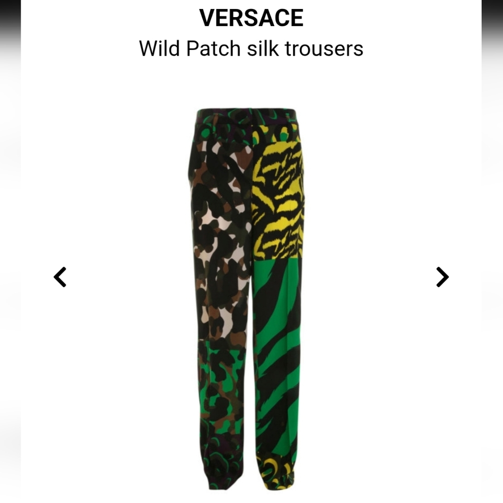 Versace Wild Patch Silk Trousers sz4 Made In Italy  BinX